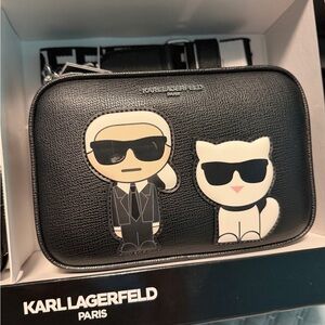 Karl Lagerfeld Black Toiletry Bag with Character Design